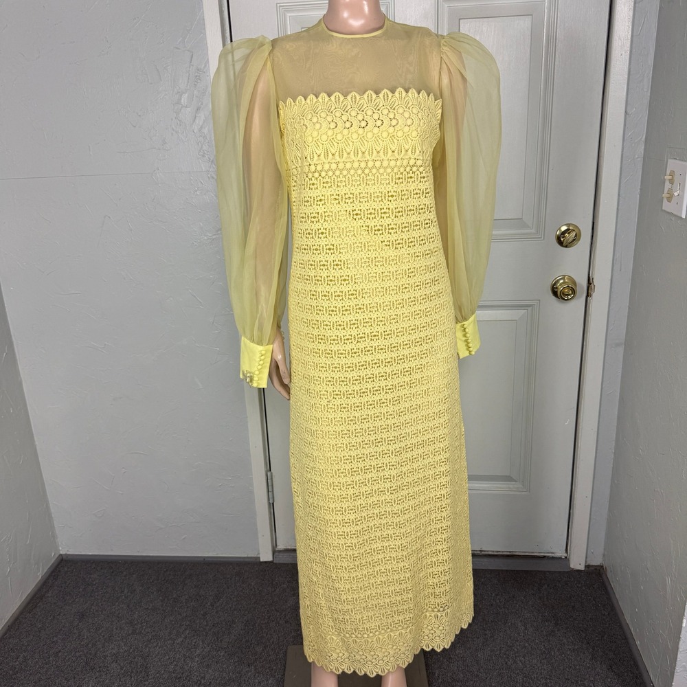 Vintage 70s R.T. Paras Womens Dress Phillipines Evening Puff Sleeve Party G3-14